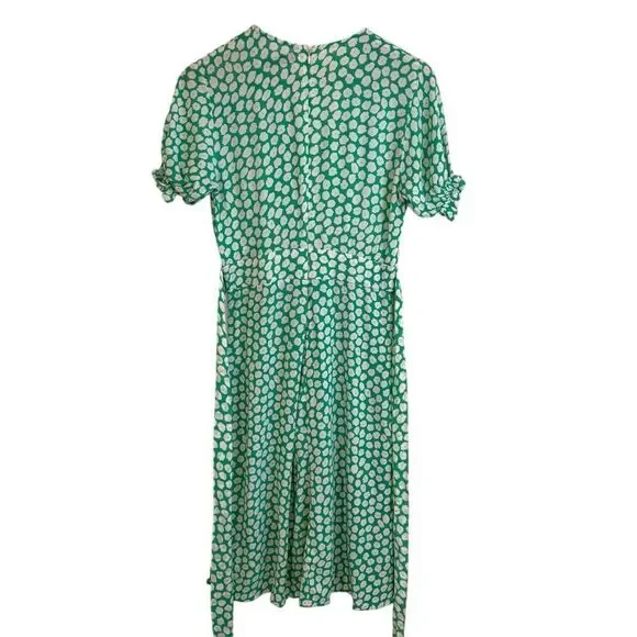 Faithfull The Brand Green and White FloralShort Sleeve Midi Dress - Picture 3 of 8